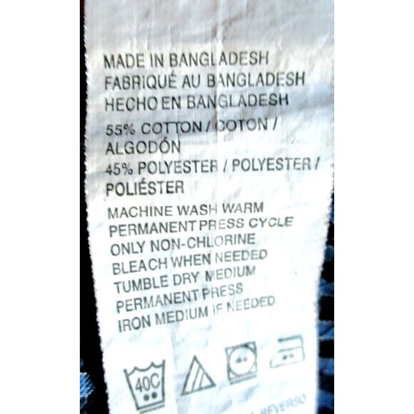 Van Heusen Men's Blue Checked Long Sleeve Button Down Shirt Size XL(17-17.5) - Picture 8 of 8